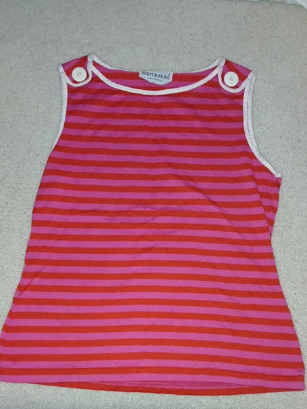 Marimekko Striped Sleeveless Tank Top - Pink & Red